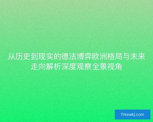 从历史到现实的德法博弈欧洲格局与未来走向解析深度观察全景视角 从历史到现实的德法博弈欧洲格局与未来走向解析深度观察全景视角